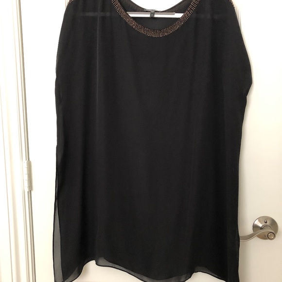 EILEEN FISHER 100% Silk Black Tunic with Bronze Beading  NWOT - Picture 1 of 3